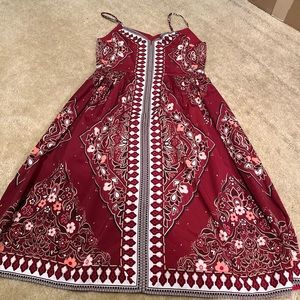 Banana Republic Dress Size 6 Summer Dress Maroon Cream